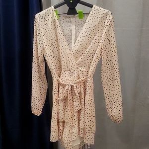 Cream polka dot Romper